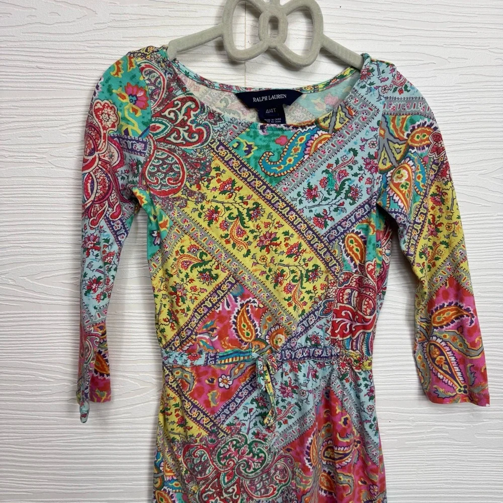 Ralph Lauren Kids Paisley 4/4T Colorful Patch Work Dress